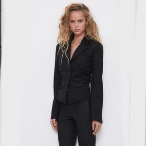 Zara ruched black blazer